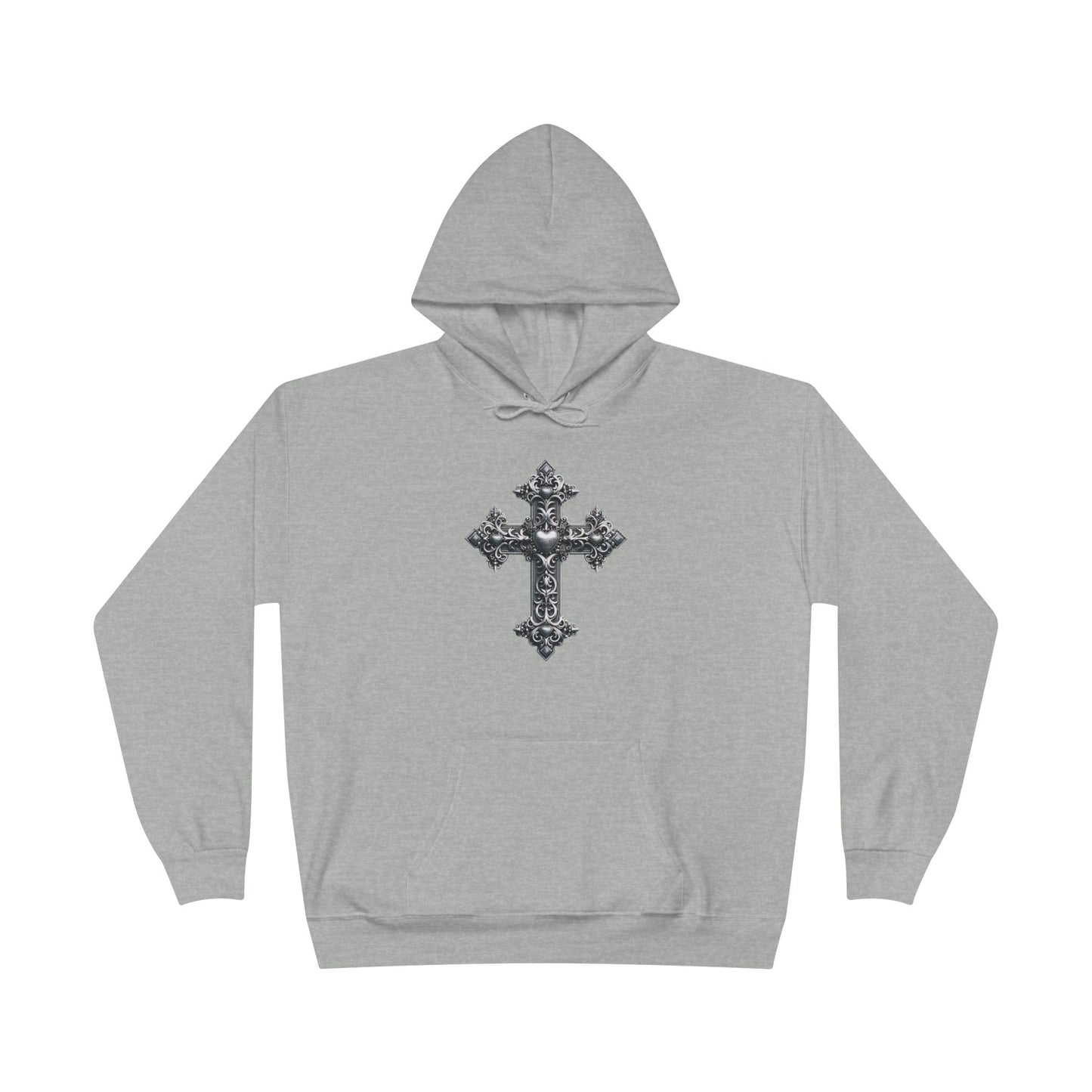 Ornamental Cross Grey Hoodie