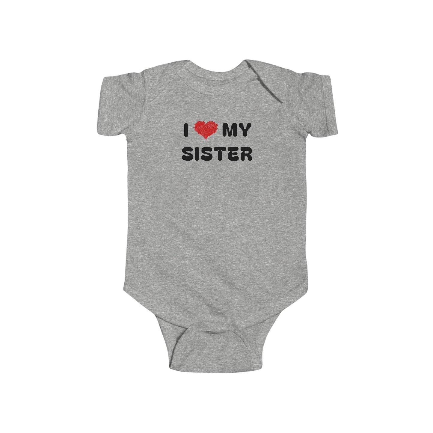 I Love My Sister Grey Baby Bodysuit