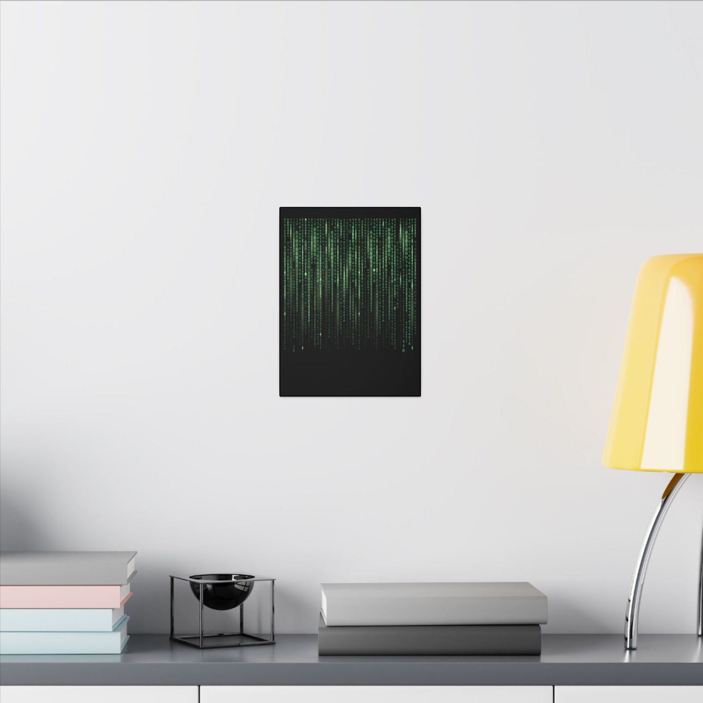 Binary Code Black Wall Canvas