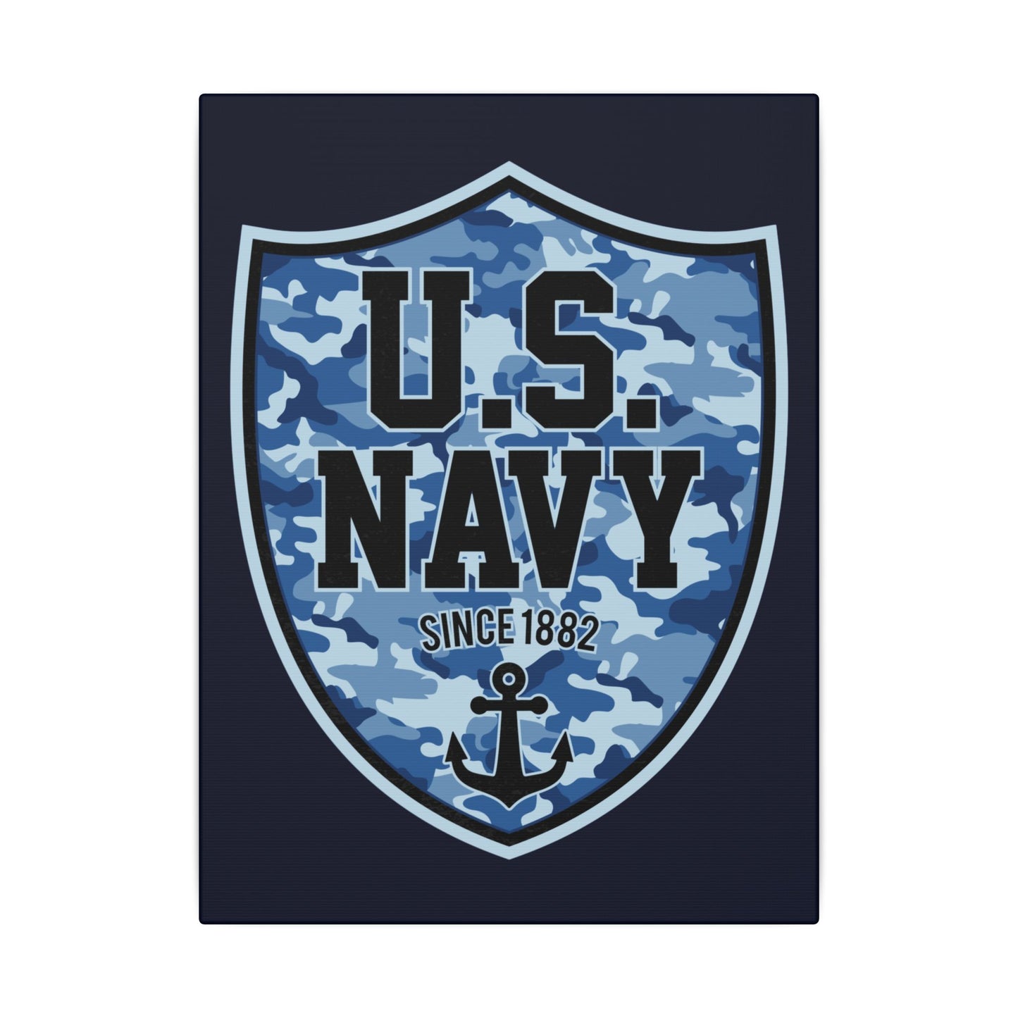 US Navy Camo Shield Blue Wall Canvas