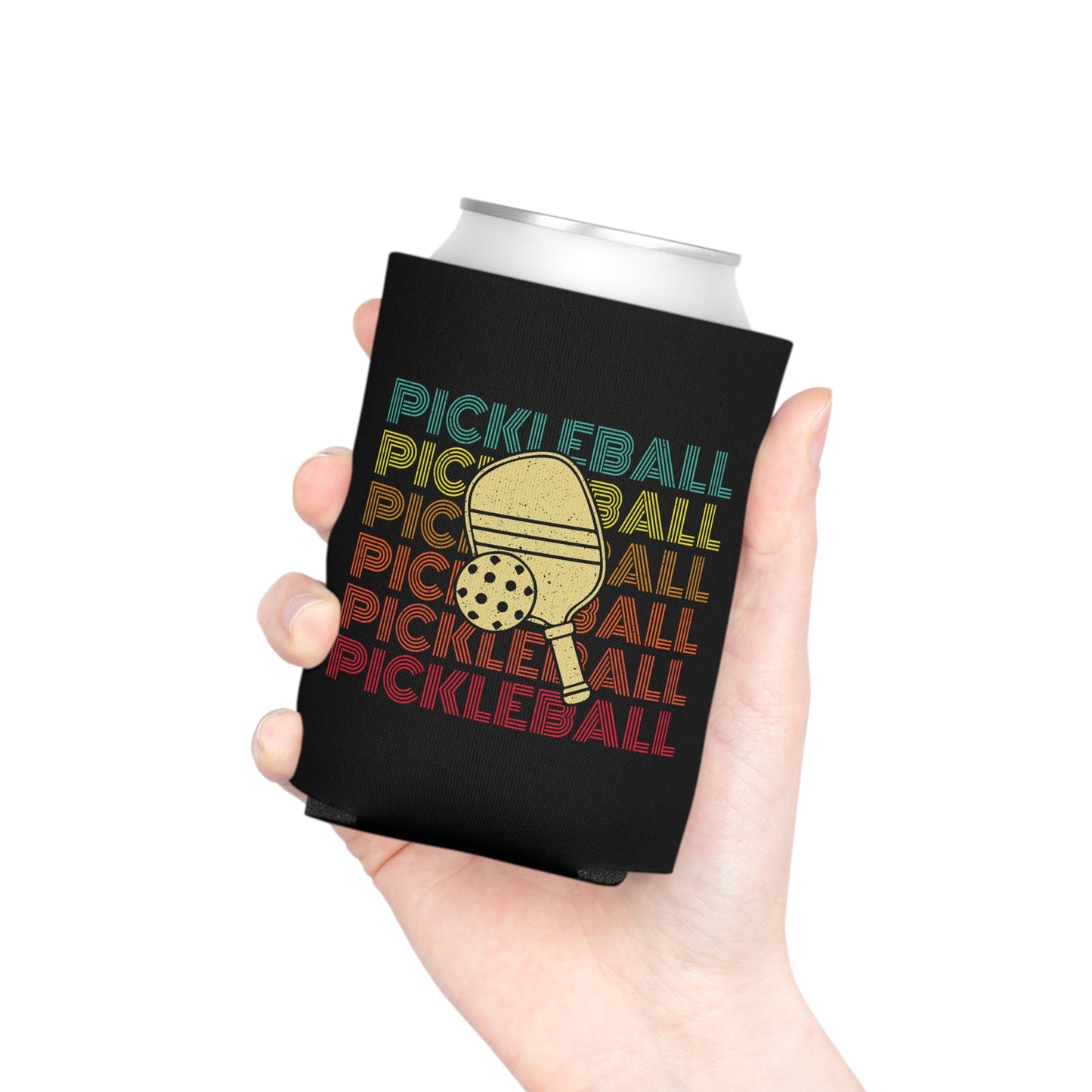 Pickleball Retro Black Koozie Can Cooler