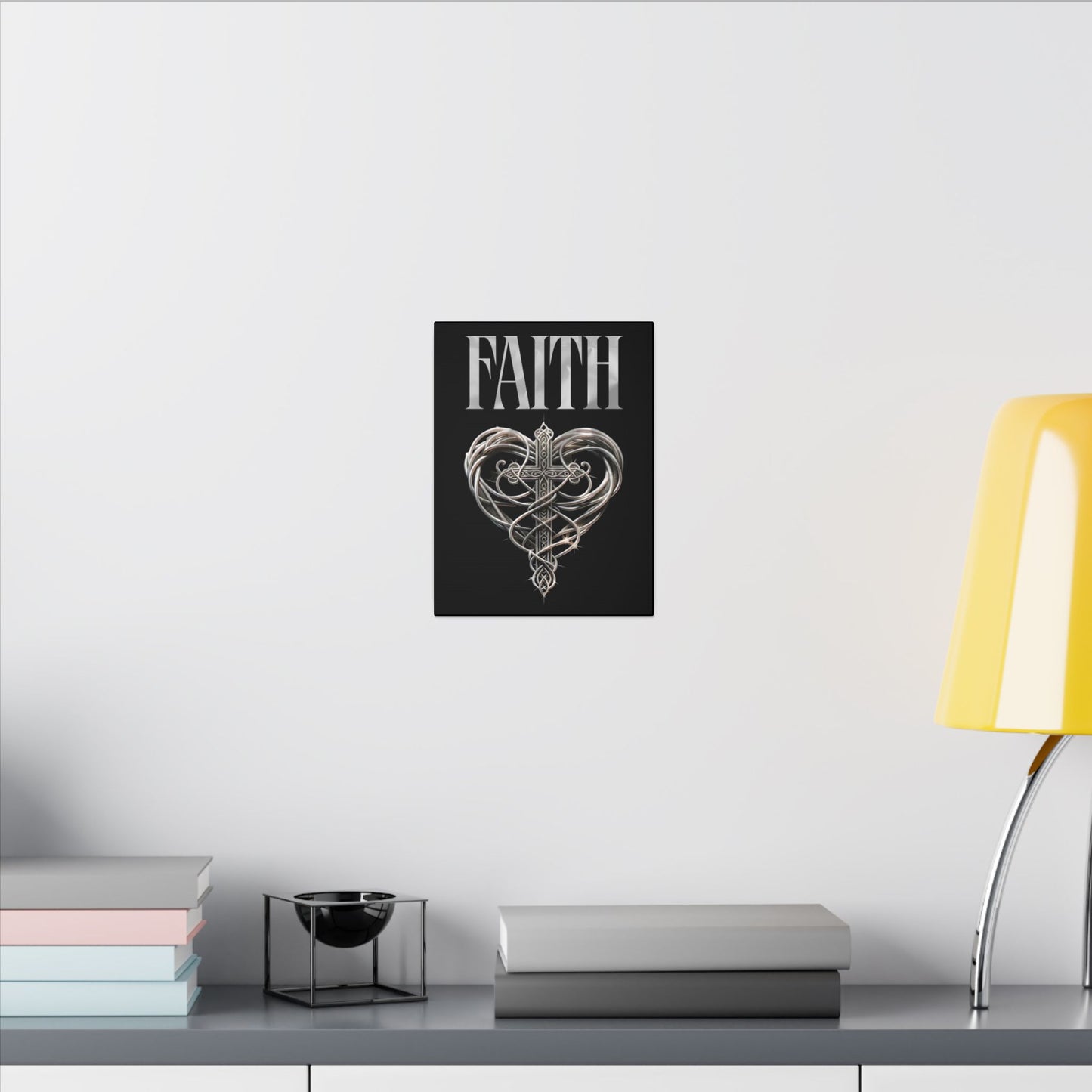 Faith Cross Black Wall Canvas
