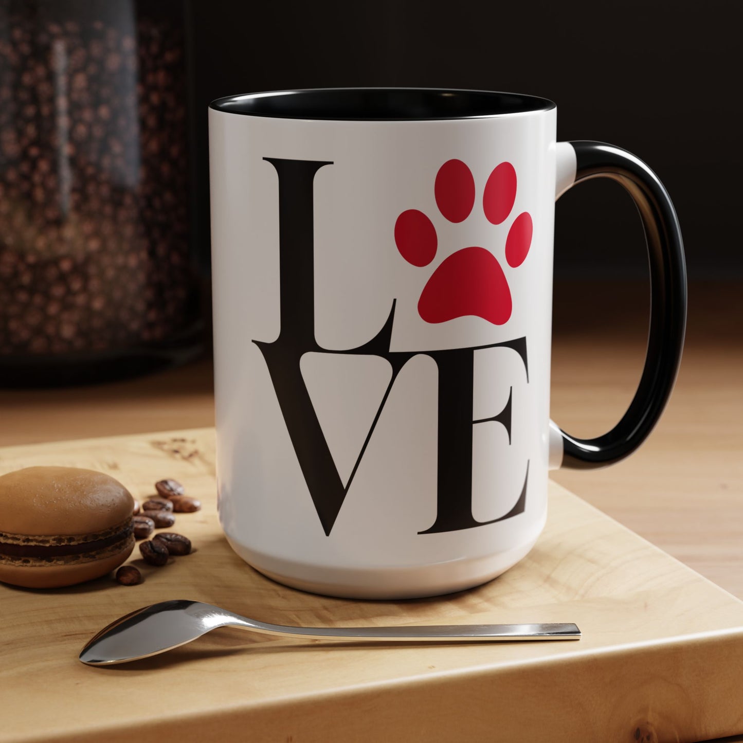 Paw Print Love Black Accent Mug