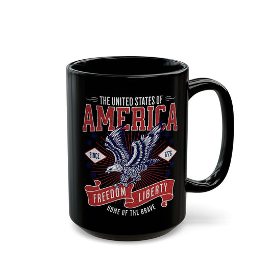 America Freedom And Liberty Black Mug