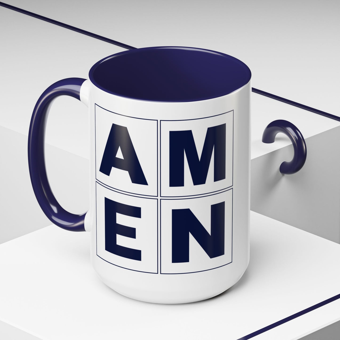 Amen Blue Accent Mug