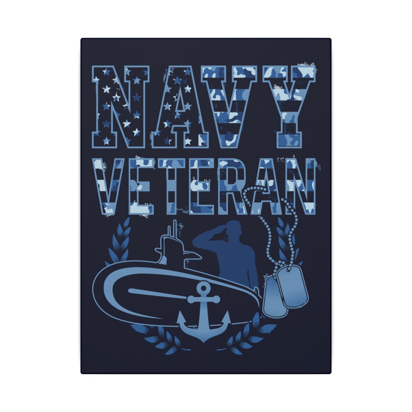 Navy Veteran Flag Blue Wall Canvas