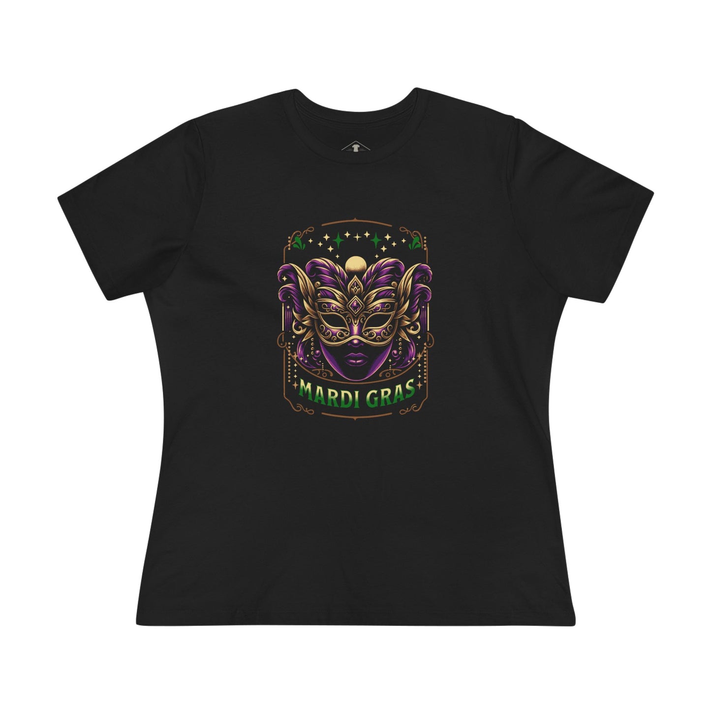 Mardi Gras Fancy Mask Black Womens T-Shirt