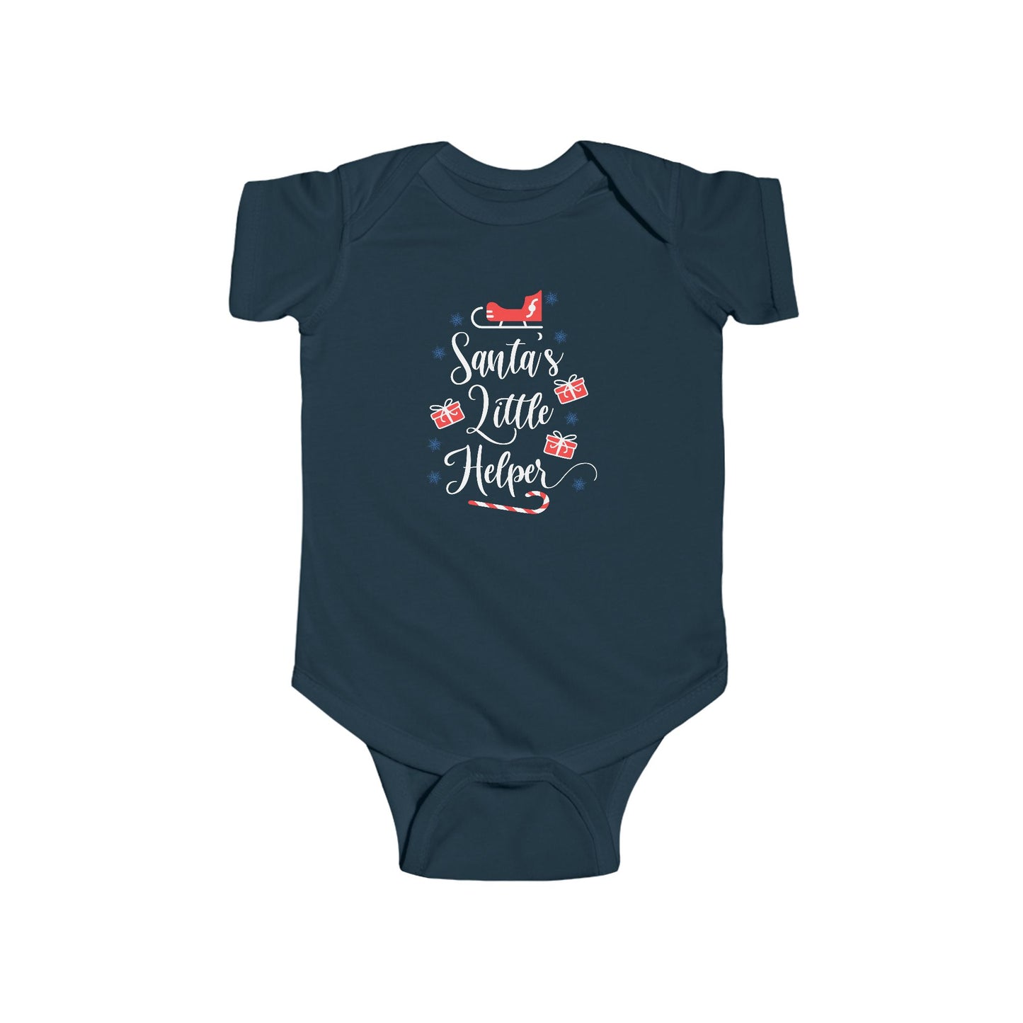 Santa's Little Helper Navy Blue Baby Onesie