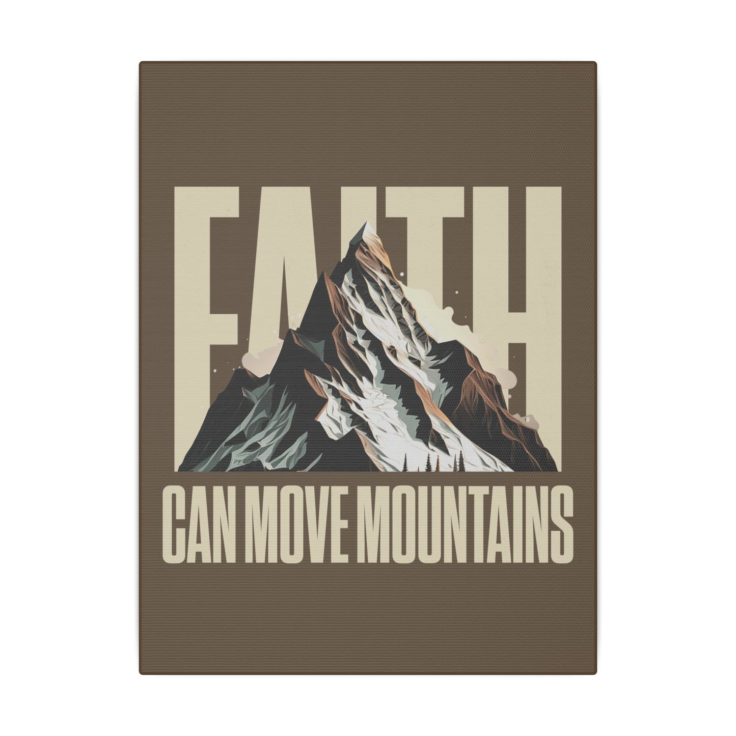 Faith Can Move Mountains Brown Wall Canvas