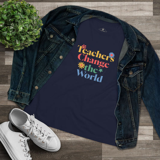 Teachers Change The World Navy Womens T-Shirt