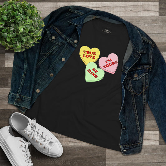 Valentine's Day Conversation Hearts Black Womens T-Shirt