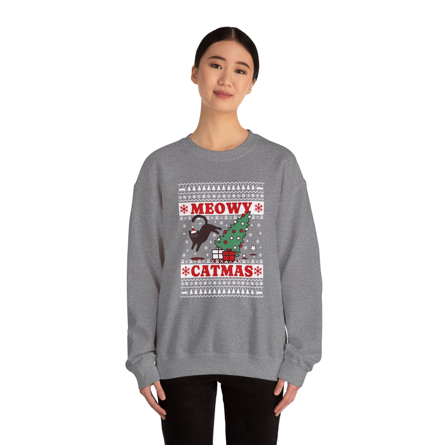 Meowy Catmas Christmas Grey Sweatshirt