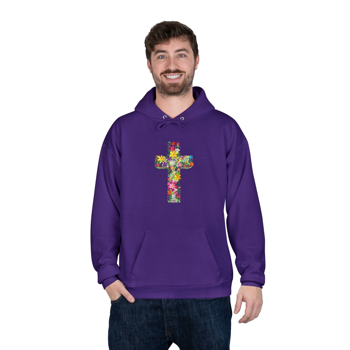 Floral Cross Purple Hoodie