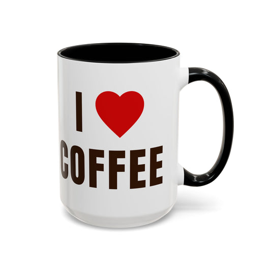 I Love Coffee Black Accent Mug