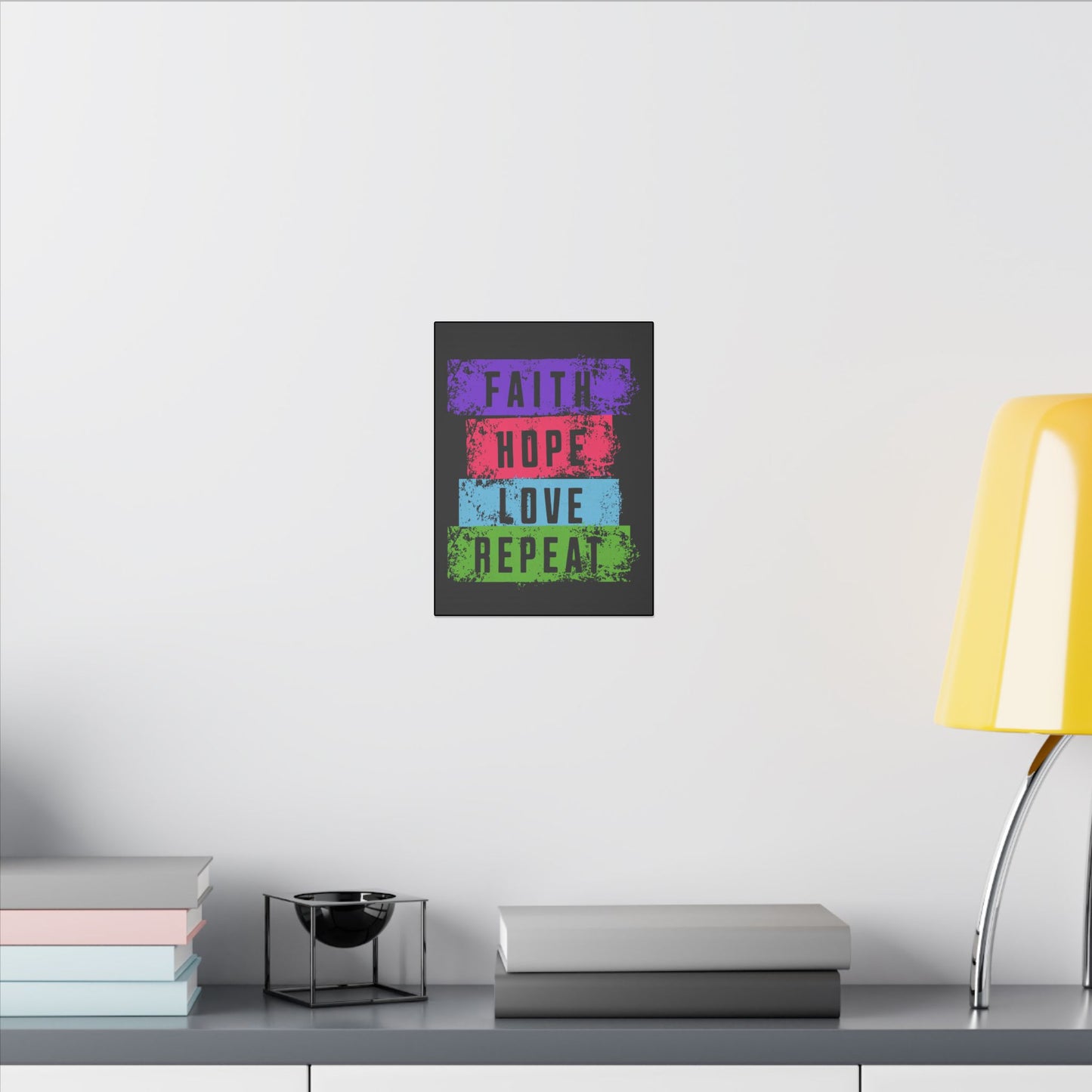 Faith Hope Love Repeat Black Wall Canvas