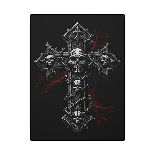Vintage Halloween Skull Cross Black Wall Canvas