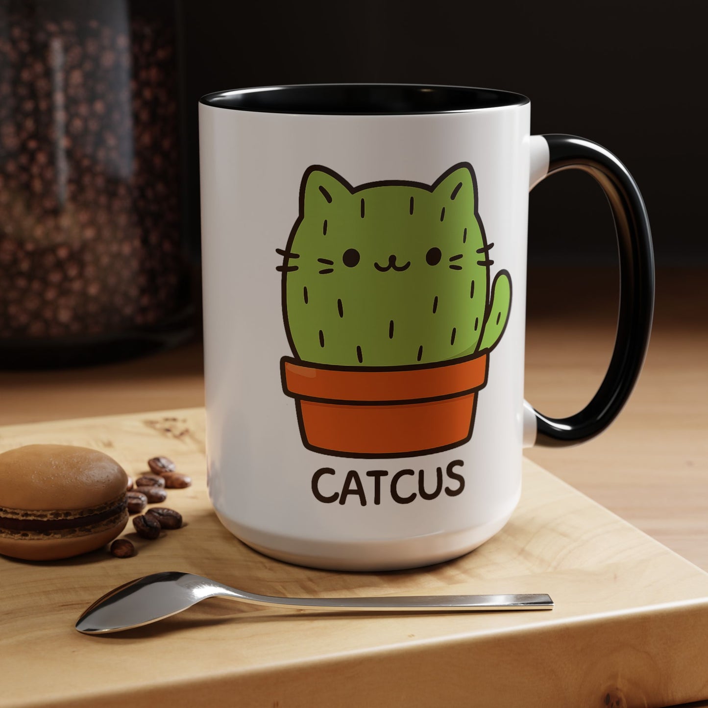 Catcus Black Accent Mug