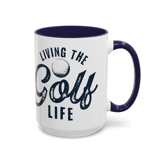 Living The Golf Life Navy Accent Mug