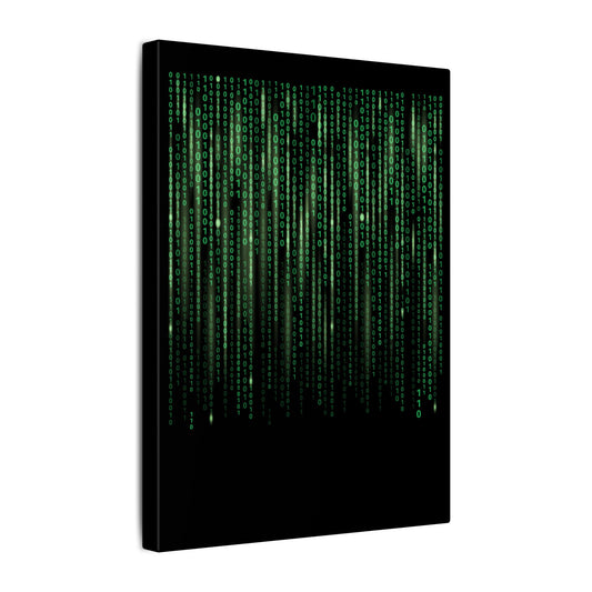 Binary Code Black Wall Canvas