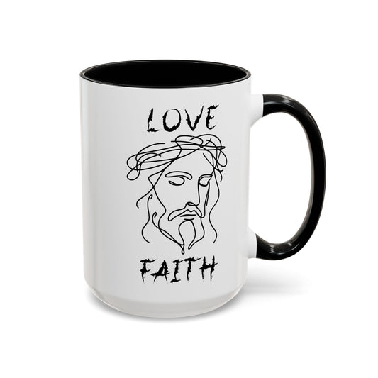 Jesus Love Faith Black Accent Mug