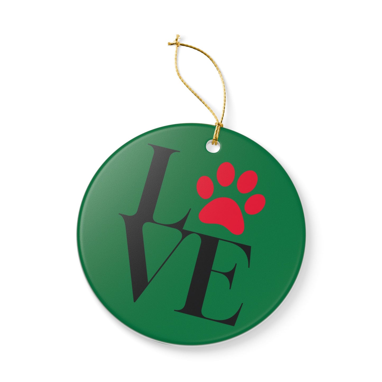 Love Paw Print Ceramic Christmas Tree Ornament