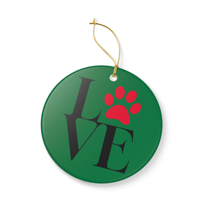 Love Paw Print Ceramic Christmas Tree Ornament