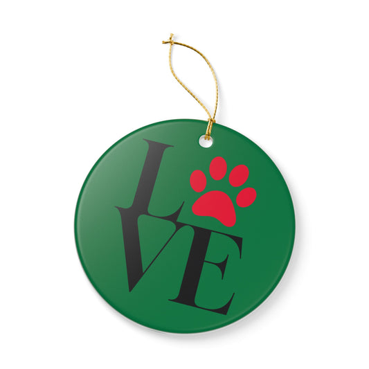 Love Paw Print Ceramic Christmas Tree Ornament
