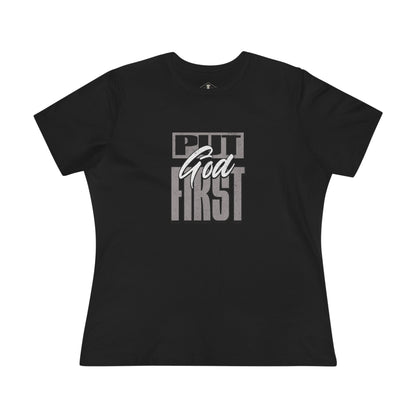 Put God First Black Womens T-Shirt