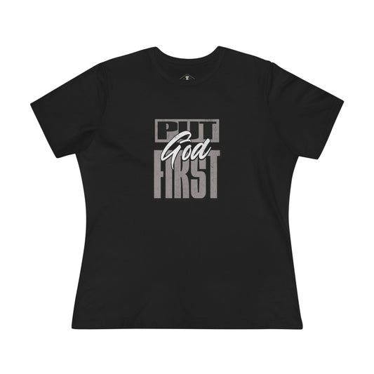 Put God First Black Womens T-Shirt