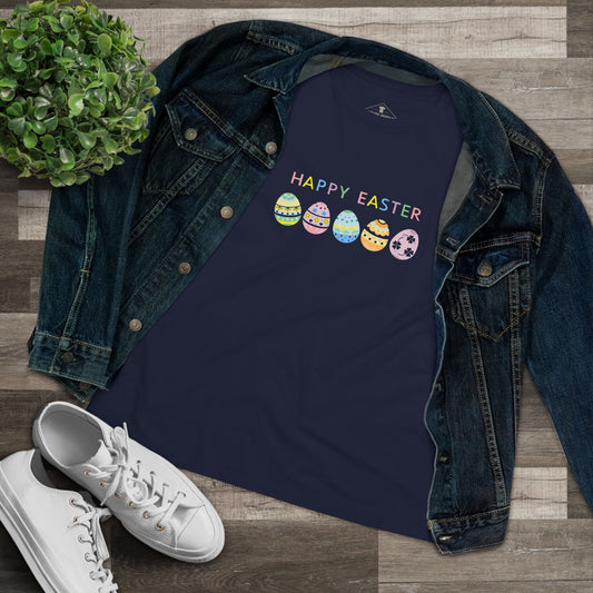 Happy Easter Eggs Navy Womens T-Shirt