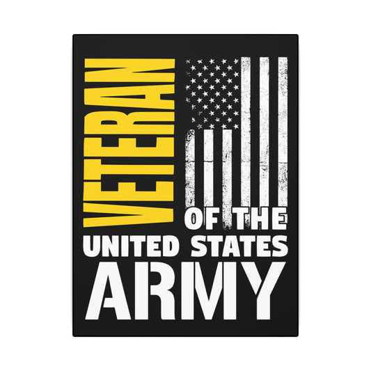 US Army Veteran Black Wall Canvas
