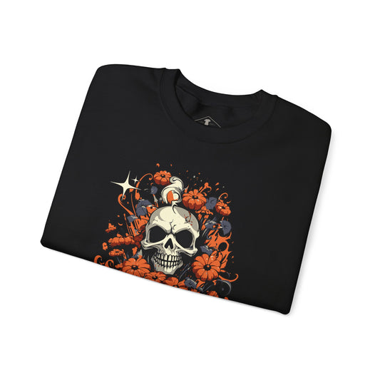 Skull Pumpkin Patch Halloween Black Sweatshirt