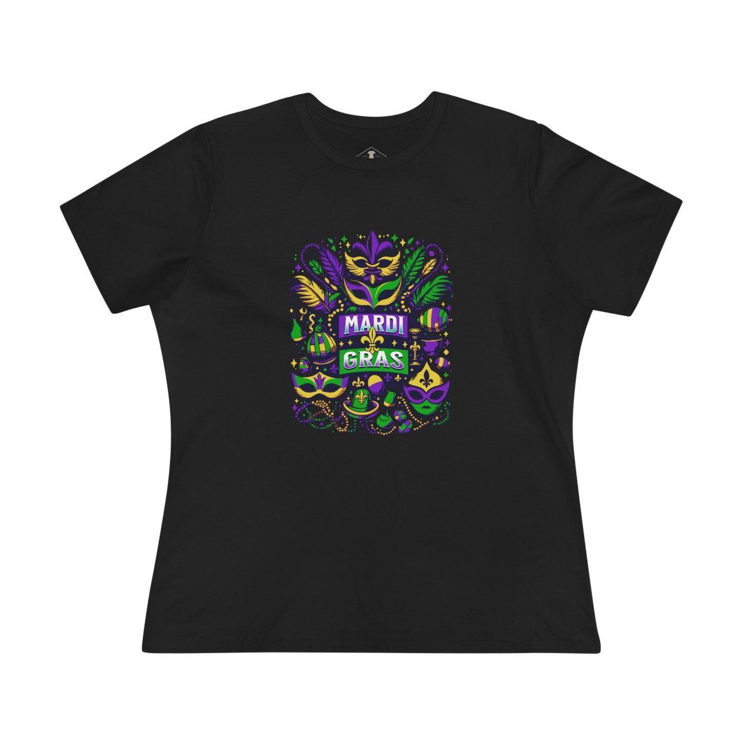 Mardi Gras Collage Black Womens T-Shirt
