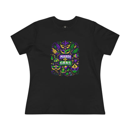 Mardi Gras Collage Black Womens T-Shirt