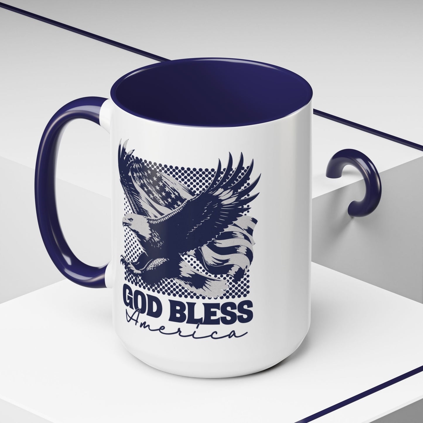 God Bless America Navy Accent Mug