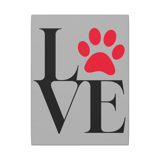 Paw Print Love Grey Wall Canvas