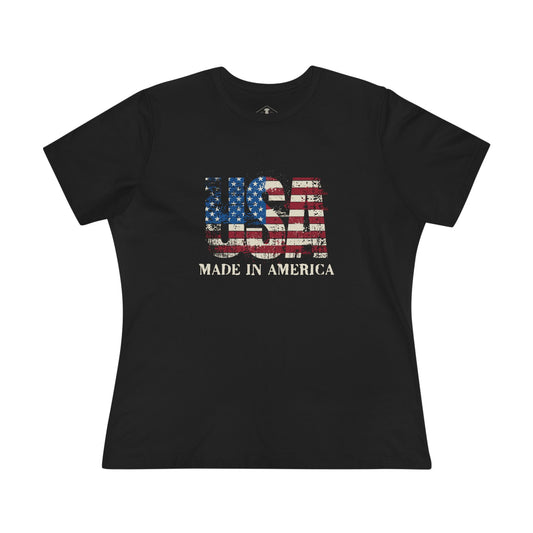USA Made In America Black Womens T-Shirt