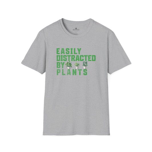 Easily Distracted By Plants Grey T-Shirt
