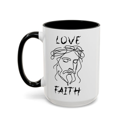 Jesus Love Faith Black Accent Mug