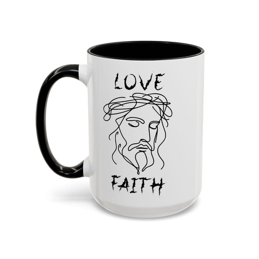 Jesus Love Faith Black Accent Mug