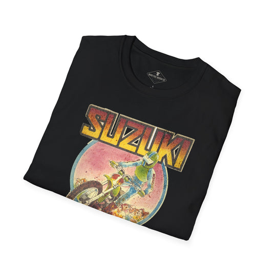 Vintage 1970's Suzuki Motorbike Black T-Shirt