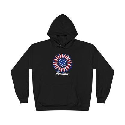 American Flag Flower Black Hoodie