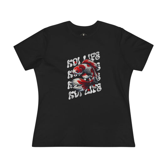 Koi Life Black Womens T-Shirt