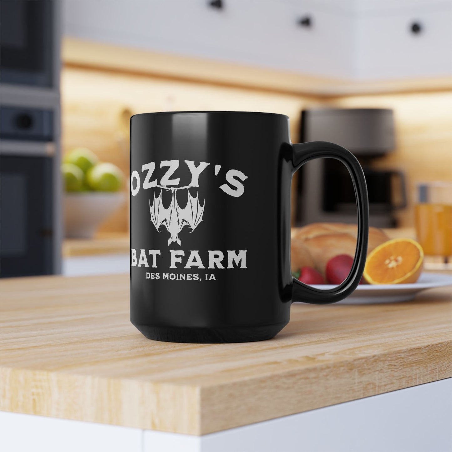 Ozzy's Bat Farm Black Mug