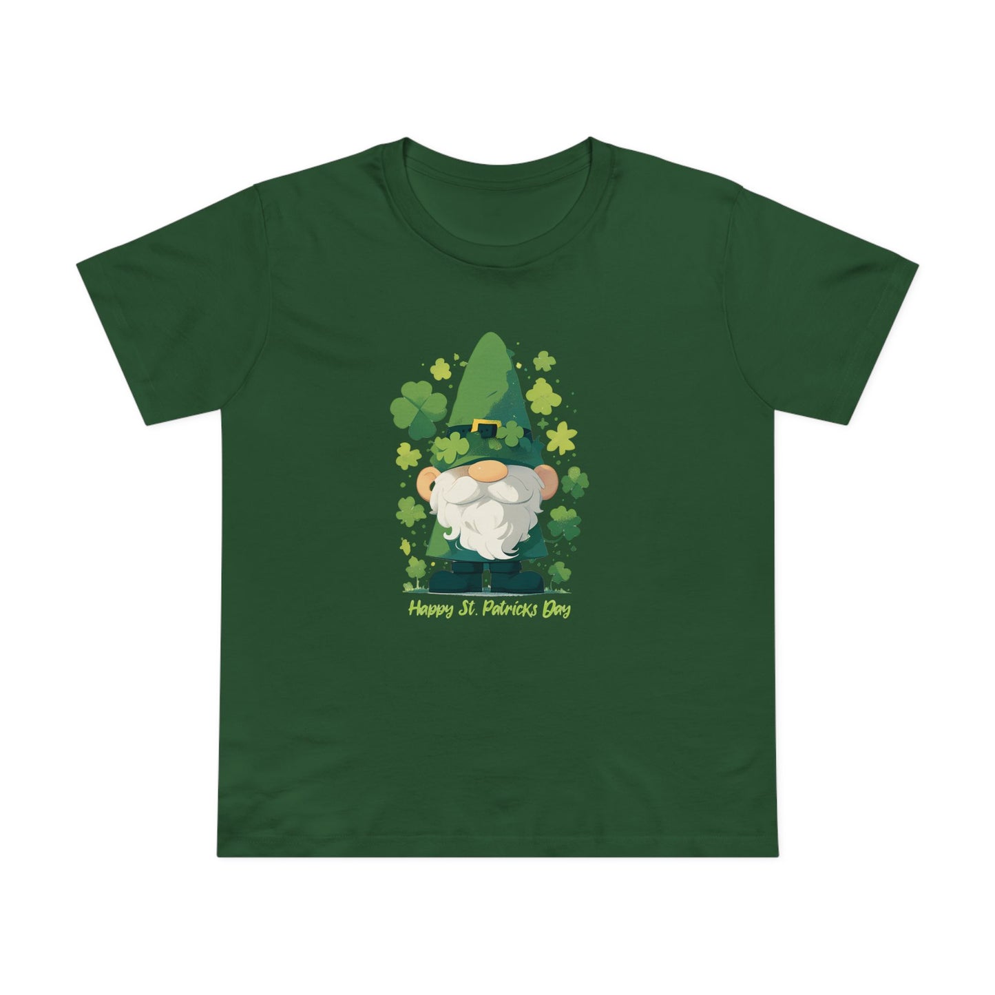 St. Patrick's Day Gnome Green Womens T-Shirt