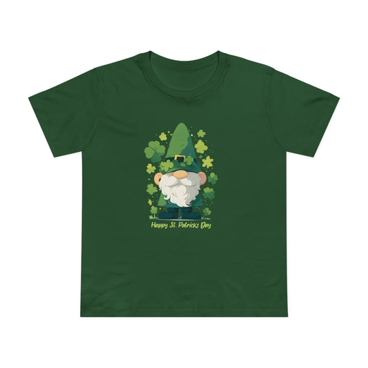 St. Patrick's Day Gnome Green Womens T-Shirt