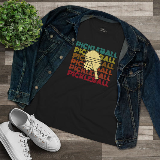 Pickleball Retro Black Womens T-Shirt