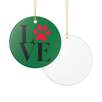 Love Paw Print Ceramic Christmas Tree Ornament