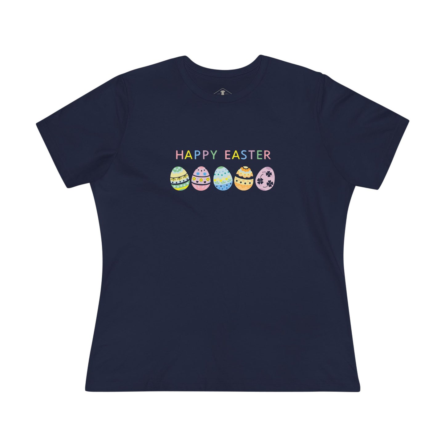 Happy Easter Eggs Navy Womens T-Shirt