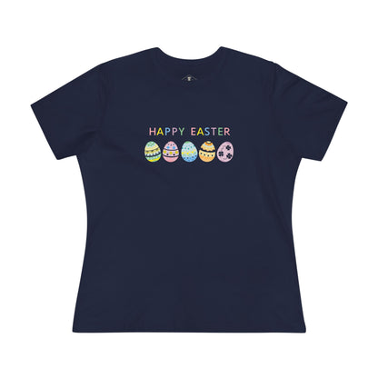 Happy Easter Eggs Navy Womens T-Shirt